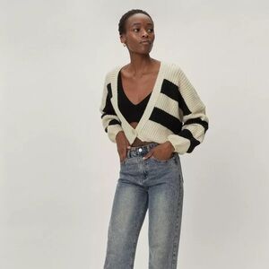 Nasty Gal Button Down Striped Slouchy Cardigan